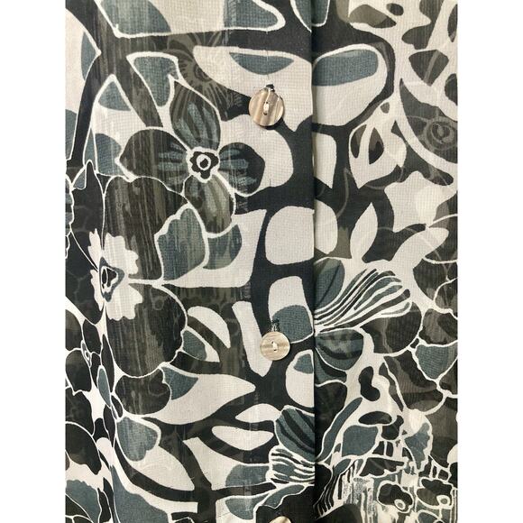 VTG Jordan Sheer Blouse Womens XL Floral Long Sleeve Button 90s Y2K Elegant - Picture 5 of 10